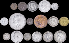 GREECE: Lot of 17 coins composed of 1 Lepton (1869 BB) (type I), 2 Lepta (1869 BB) (type I) with small mint mark, 1 Drachma (1873 A) (type I), 2 Drach...