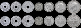 GREECE: Lot of 7 coins (1954) composed of 5, 10, 20 & 50 Lepta and 1, 2 & 5 Drachmas. (Hellas 183+184+186+188+193+197+201). Very Good to Very Fine.