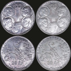 GREECE: Lot composed of 2x 30 Drachmas (1963) in silver (0,835) commemorating the Dynasty. Royal coat of arms and heads of the five Kings of the Dynas...