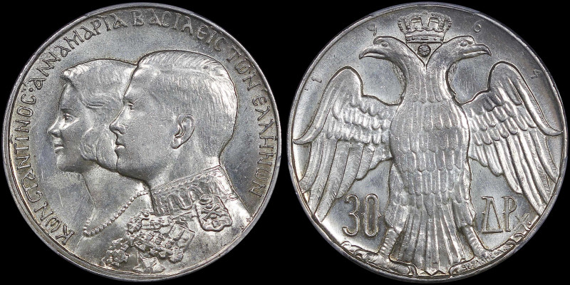 GREECE: 30 Drachmas (1964) in silver (0,835) commemorating the Royal Wedding. Co...