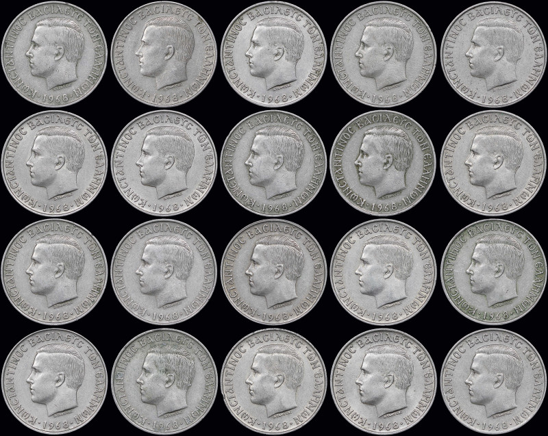 GREECE: Lot composed of 20x 10 Drachmas (1968) (type I) in copper-nickel. Head o...