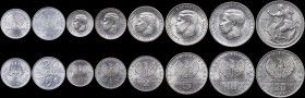 GREECE: Complete set of 8 coins (1973) composed of 10 Lepta (type II), 20 Lepta (type II), 50 Lepta (type II) (small head), 1 Drachma (type II) (large...
