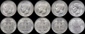 GREECE: Lot of 5 coins in copper-nickel composed of 5 Drachmas (1966) (type I), 3x 5 Drachmas (1970) (type I) and 5 Drachmas (1971) (type II). Head of...