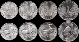 GREECE: Lot of 4 coins (1973) in copper-nickel composed of 5 Drachmas, 2x 10 Drachmas & 20 Drachmas. Phoenix and inscription "ΕΛΛΗΝΙΚΗ ΔΗΜΟΚΡΑΤΙΑ" on ...