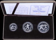 GREECE: Commemorative coin set (1981) in silver (0,900) composed of 100 Drachmas, 250 Drachmas & 500 Drachmas for the XIII Pan-European Track and Fiel...
