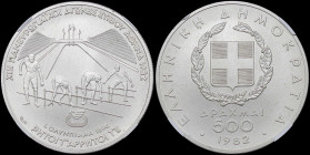 GREECE: 500 Drachmas (1982) in silver (0,900) commemorating the XIII Pan-European Track and Field Events - Athens 1982 / part of "ΡΗΤΟΙ ΤΑΡΡΗΤΟΙ ΤΕ" s...