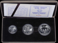 GREECE: Commemorative proof set (1982) in silver (0,900) composed of 100 Drachmas, 250 Drachmas & 500 Drachmas for the XIII Pan-European Track and Fie...