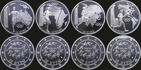 GREECE: Lot of 4 coins composed of 4x 10 Euro (2004) in silver (0,925) from Olympic Torch Relay set. (Hellas CE.22+CE.23+CE.24+CE.25). Proof.