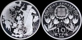 GREECE: 10 Euro (2006) in silver (0,925) commemorating the Mount Olympus National Park / Zeus. Inside its official case with CoA with no "01539". (Hel...