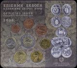 GREECE: Euro coin set (2006) composed of 1, 2, 5, 10, 20 and 50 Cent & 1 and 2 Euro. Inside official blister issued by the Bank of Greece. (Hellas M.2...