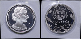 GREECE: 10 Euro (2007) in silver (0,925) commemorating the 30th anniversary of the death of Maria Callas. Portrait of Maria Callas and the inscription...