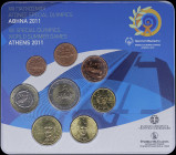 GREECE: Euro coin set (2011) composed of 1, 2, 5, 10, 20 and 50 Cent & 1 and 2 Euro. Inside official commemorative blister for the XIII Special Olympi...