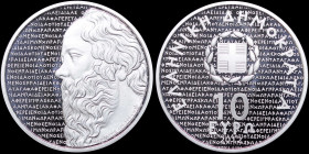 GREECE: 10 Euro (2012) in silver (0,925) commemorating the Greek Culture / Philosopher Socrates. Inside its official case of issue with CoA with no "2...