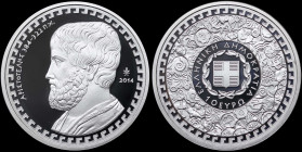 GREECE: 10 Euro (2014) in silver (0,925) commemorating the Greek culture / Philosopher - Aristotle. Bust of Aristotle facing left on obverse. Inside i...