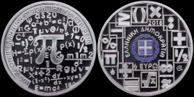 GREECE: 6 Euro (2018) in silver (0,925) commemorating the Centenary of Hellenic Mathematical Society / Year of Mathematics. The mathematical symbol "π...