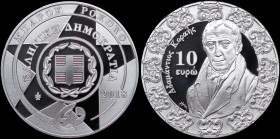 GREECE: 10 Euro (2018) in silver (0,925) from Europa Star series commemorating the Age of Baroque and Rococo. Bust of Adamantios Korais on obverse. In...