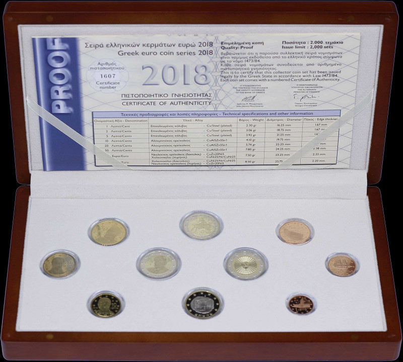 GREECE: Euro coin set (2018) of 10 coins composed of 1, 2, 5, 10, 20 & 50 Cent a...