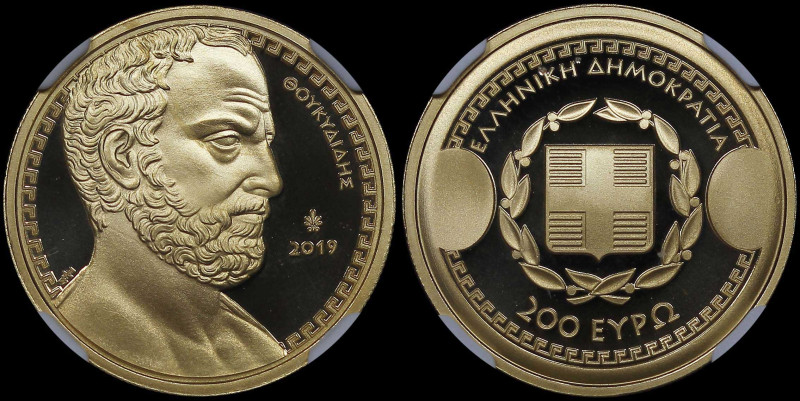 GREECE: 200 Euro (2019) in gold (0,917) commemorating the Greek Culture / Histor...