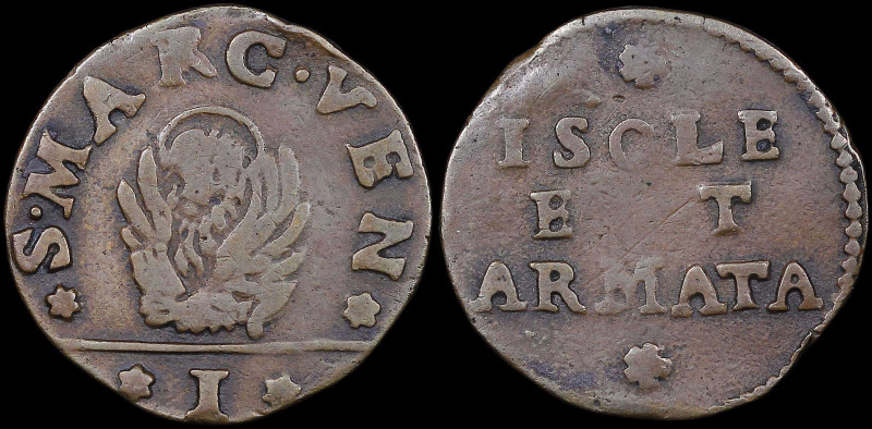 GREECE: ITALIAN STATES / VENICE (ISOLE AT ARMATA): 1 Soldo (1686) in copper. The...