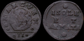 GREECE: ITALIAN STATES / VENICE (ISOLE & ARMATA): 2 Soldi (1686) in copper. The lion of St Mark with the inscription "S.MARC.VEN" on obverse. The insc...