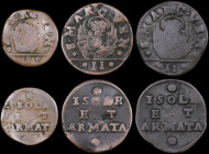 GREECE: ITALIAN STATES / VENICE (ISOLE & ARMATA): Lot of 3 coins in copper composed of 1 Soldo (1686) & 2x 2 Soldi (1686). (Hellas I.10a + I.11b). Goo...