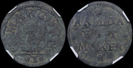 GREECE: ITALIAN STATES / VENICE (KINGDOM OF MOREA): 1 Soldo (1688) in copper. The lion of St Mark and inscription "S.MARK.VEN" within stars on obverse...