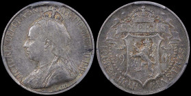 CYPRUS: 4- 1/2 Piastres (1901) in silver (0,925). Crowned and veiled bust of Queen Victoria facing left on obverse. Crowned arms divide date, denomina...