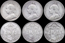 CYPRUS: Lot composed of 3x 9 Piastres (1901) in silver (0,925). Crowned and veiled bust of Queen Victoria facing left on obverse. Crowned arms divide ...