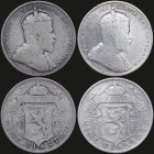 CYPRUS: Lot of 2 coins composed of 2x 9 Piastres (1907) in silver (0,925). Crowned bust of King Edward VII facing right on obverse. Crowned arms divid...