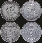 CYPRUS: Lot composed of 2x 18 Piastres (1913) in silver (0,925). Crowned bust of King George V facing left on obverse. Crowned arms divide date and de...