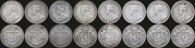 CYPRUS: Lot composed of 8x 9 Piastres (1919) in silver (0,925). Crowned bust of King George V facing left on obverse. Crowned arms divide date and den...