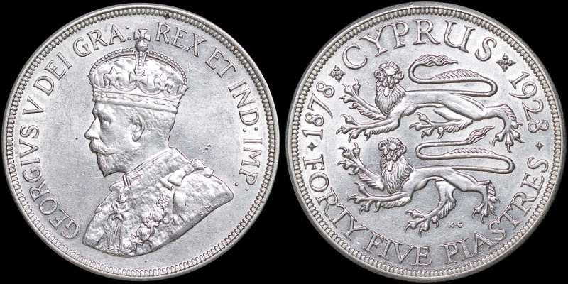 CYPRUS: 45 Piastres (1928) in silver (0,925) commemorating the 50th anniversary ...