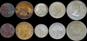 CYPRUS: Proof set of 5 coins (1955) composed of 3, 5, 25, 50 & 100 Mils, first set in mils. Crowned bust facing right on obverse. Inside their officia...