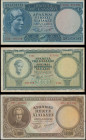 GREECE: Lot of 3 banknotes composed of 20000 Drachmas (29.12.1949), 5000 Drachmas (28.10.1950) & 50000 Drachmas (1.12.1950). S/Ns: "Z02 455188", "αδ 4...