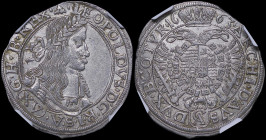 AUSTRIA: 15 Kreuzer (1663 CA) in silver. Laureate bust of Leopold I facing right on obverse. Crown divides date on reverse. Crown larger than usual. M...