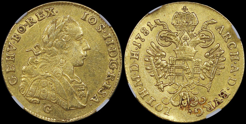 AUSTRIA: 1 Ducat (1781 G) in gold (0,986). Laureate bust of Joseph II facing rig...