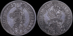 AUSTRIAN STATES / SALZBURG: 1 Thaler (1694) in silver. Madonna and child above Cardinal hat and shield on obverse. St Rupert above shield in frame and...