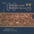 BELGIUM: Euro coin set (2002) composed of 1, 2, 5, 10, 20 & 50 Cent and 1 & 2 Euro along with a token commemorating the 700th anniversary of the Battl...