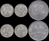 FINLAND: Lot of 3 coins in silver composed of 25 Pennia (1916 S), 25 Pennia (1917 S) & 1 Markka (1907 L). (KM 6.2+3.2). Fine plus to Uncirculated cond...
