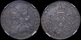FRANCE: 12 Sols (=1/10 Ecu) (1779/8 A) in silver (0,917). Bust of Louis XVI facing left on obverse. Crowned arms of France within branches on reverse....