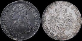FRANCE: 1 Ecu (1784 M) in silver (0,917). Uniformed bust of Louis XVI facing left on obverse. Crowned arms of France within branches on reverse. Mint:...