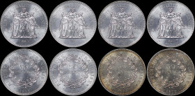 FRANCE: Lot of 4 coins composed of 2x 50 Francs (1976) & 2x 50 Francs (1979) in silver (0,900). Denomination within wreath on obverse. Hercules group ...