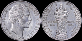 GERMAN STATES / BAVARIA: 2 Gulden (1855) in silver (0,900) commemorating the restoration of Madonna Column in Munich. Head of Maximilian II facing rig...