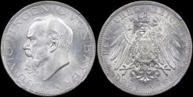 GERMAN STATES / BAVARIA: 3 Mark (1914 D) in silver (0,900). Head of Ludwig III facing left on obverse. Crowned imperial eagle, shield on breast on rev...