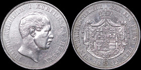 GERMAN STATES / HESSE-CASSEL: 1 Thaler (1862) in silver (0,900). Head of Friedrich Wihlem I facing right on obverse. Crowned and mantled arms on rever...