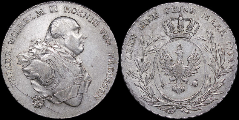 GERMAN STATES / PRUSSIA: 1 Thaler (1794) in silver (0,750). Bust of Friedrich Wi...