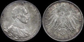 GERMAN STATES / PRUSSIA: 2 Mark (1913 A) in silver (0,900) commemorating the 25th Year of Reign. Uniformed bust of King Wilhelm II facing right on obv...