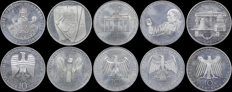 GERMANY / FEDERAL REPUBLIC: Lot of 5 commemorative coins in silver (0,625) compo...