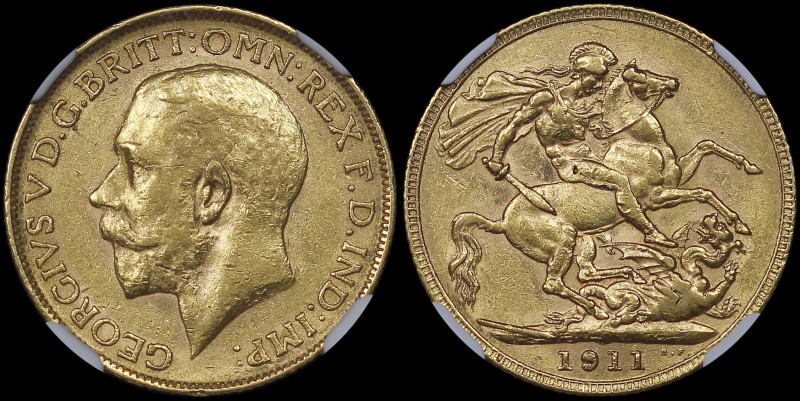 GREAT BRITAIN: 1 Sovereign (1911) in gold (0,917). Head of King George V facing ...