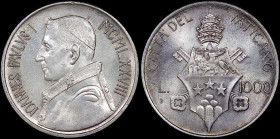 VATICAN CITY: 1000 Lire (1978) in silver (0,835). Bust of John Paul I facing left on obverse. Crowned shield on reverse. (KM 142). Extra Fine.